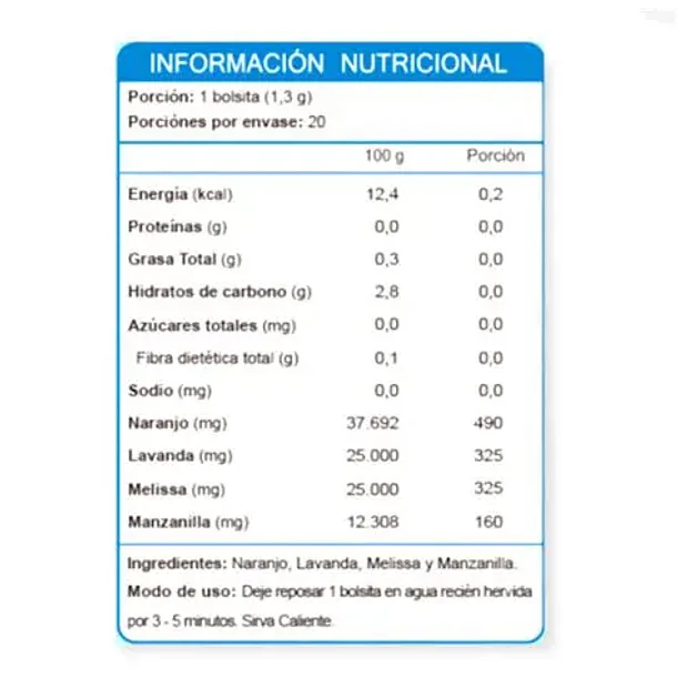 FNL- Té Tranquilizante Natural Herbal Tea 20 Bolsitas  2