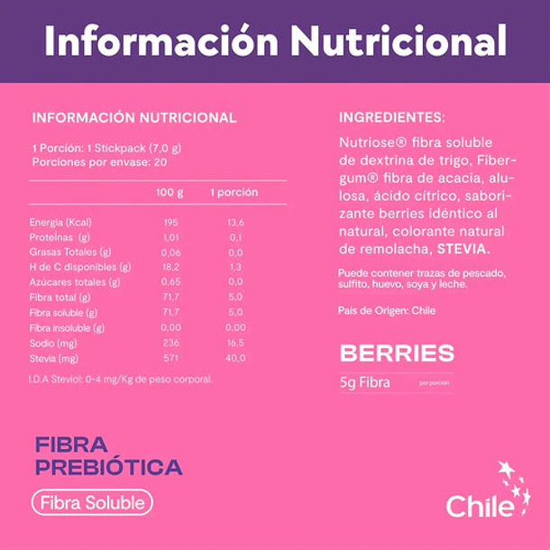 Amazing Care - Fibra Prebiótica Sabor Berries 20 Sticks Berries 2