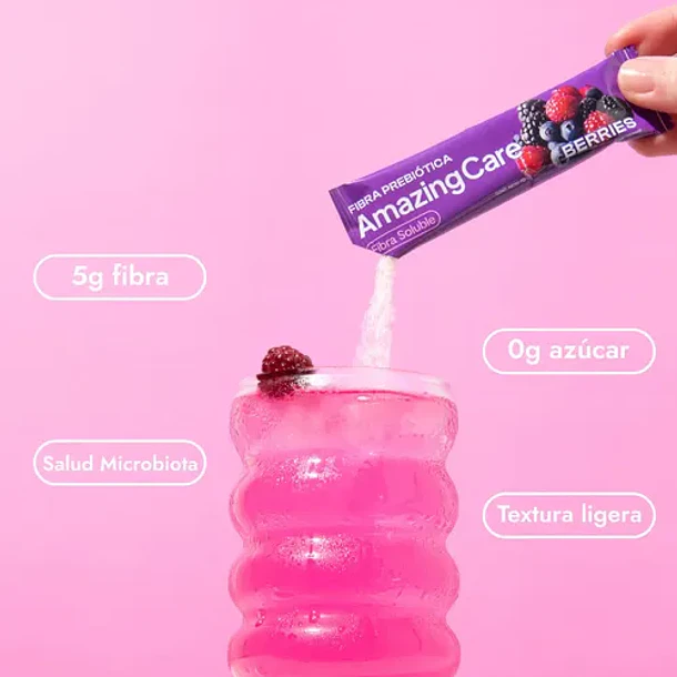 Amazing Care - Fibra Prebiótica Sabor Berries 20 Sticks Berries 4