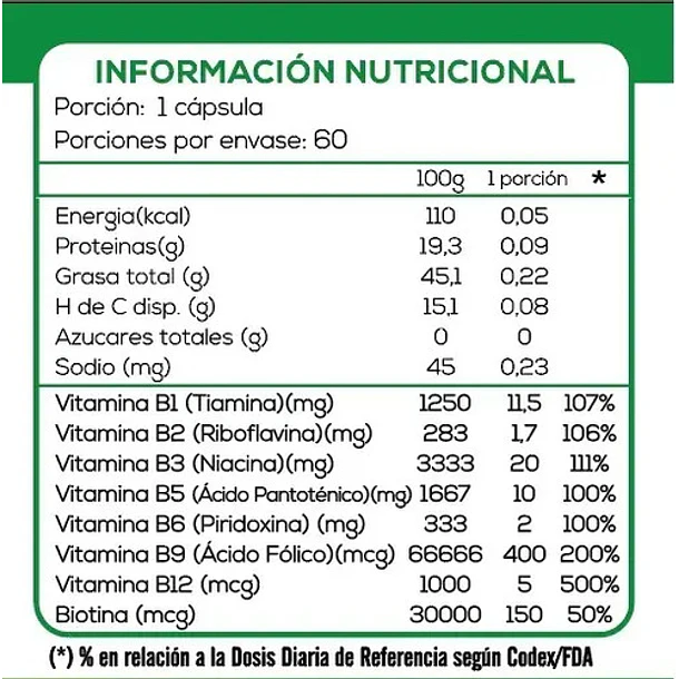B Complex B1 B2 B3 B5 B6 B9 B12 Biotina 60 Capsulas Sabor Neutro 3