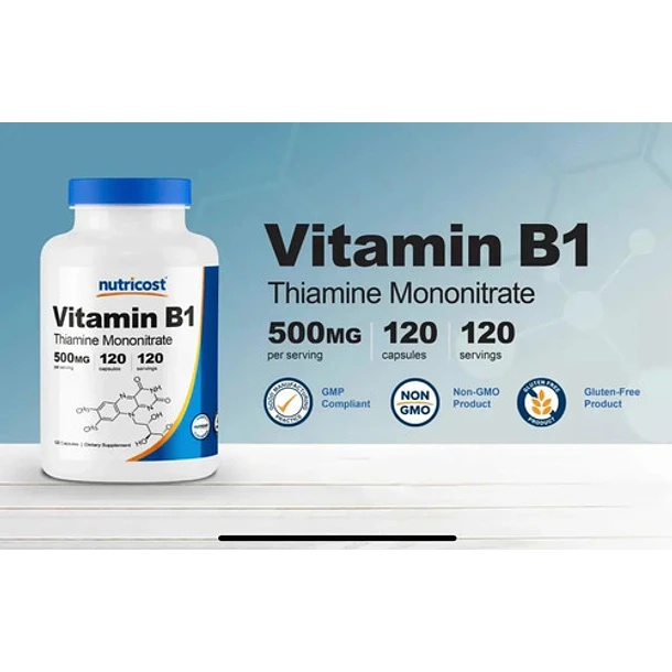 Potente Vitam B1 500 M G Nutricost 120 Tablet Sin Sabor 3