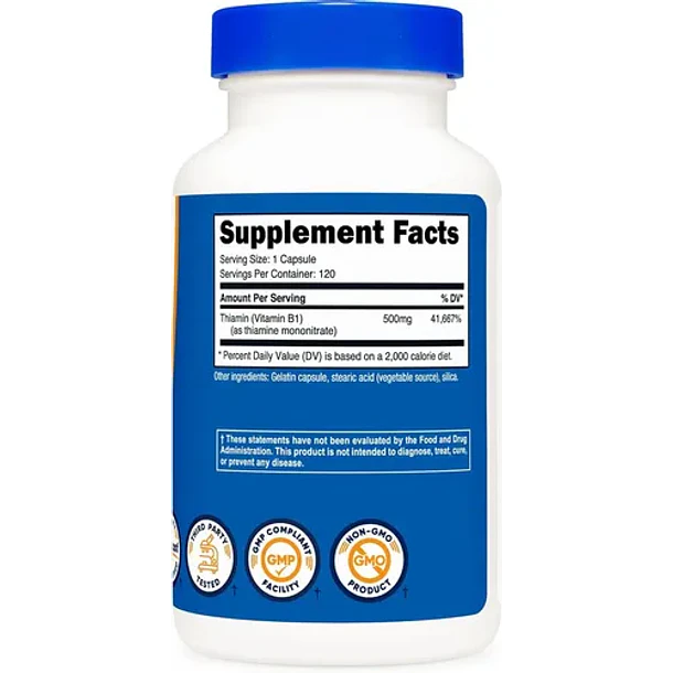 Potente Vitam B1 500 M G Nutricost 120 Tablet Sin Sabor 7