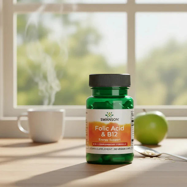 Swanson- Ácido Fólico Y Vitamina B12 30capsulas Sin Sabor 4