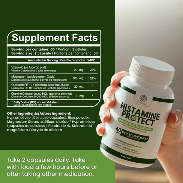 Velluré Histamine Protect Dao 60 Cápsulas Sin Sabor 2