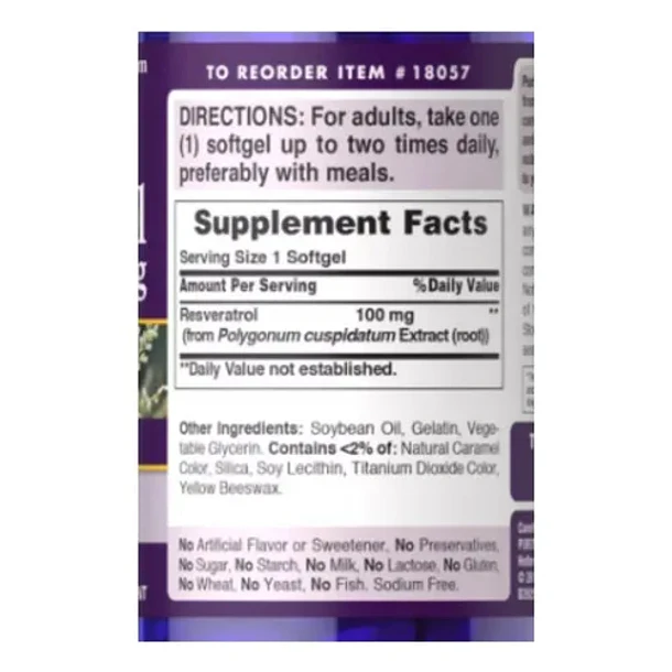 Puritan's Pride- Resveratrol 100mg 60 Cápsulas Sin Sabor 4