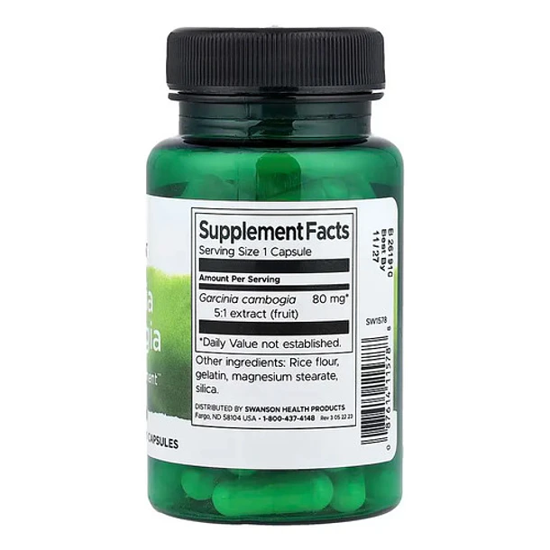 Swanson - Garcinia Cambogia Extracto 5:1 80mg 60 Cápsulas N/d 3