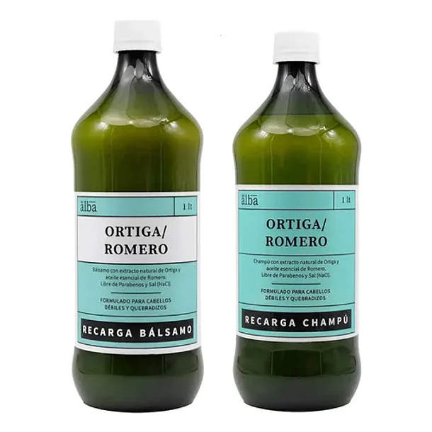 Del Alba - Kit Shampoo + Acondicionador Ortiga Romero Recarga 1