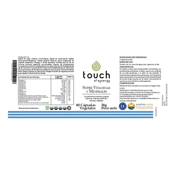 Touch - Super Vitaminas Y Minerales 60 Cápsulas N/a 2