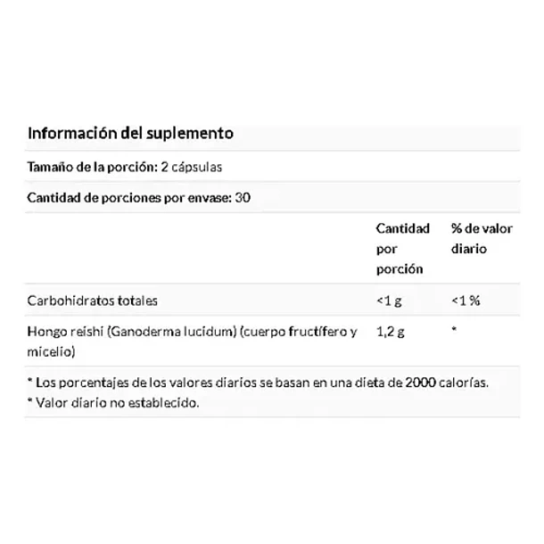 Reishi Mushroom 600 Mg 60 Caps Swanson Sin Sabor 2