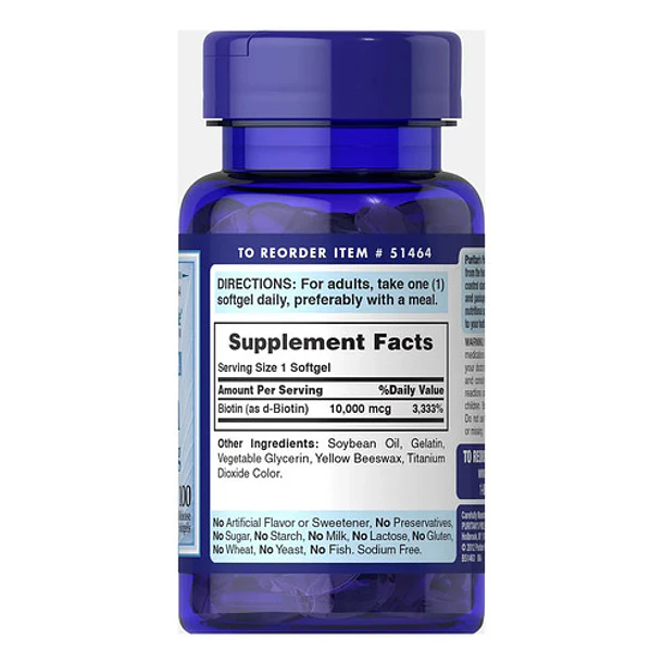 Puritan's Pride - Biotina 10000 Mcg 100 Cápsulas Blandas N/a 2