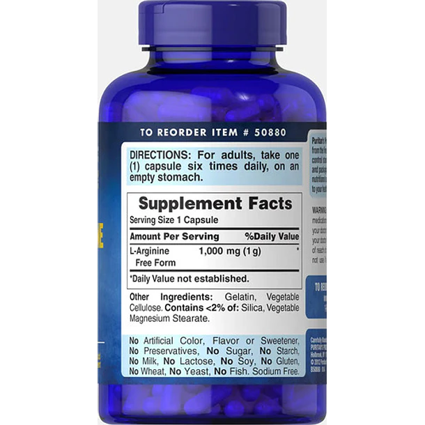 Puritan's Pride - L-arginina 1000 Mg 100 Capsulas N/a 2