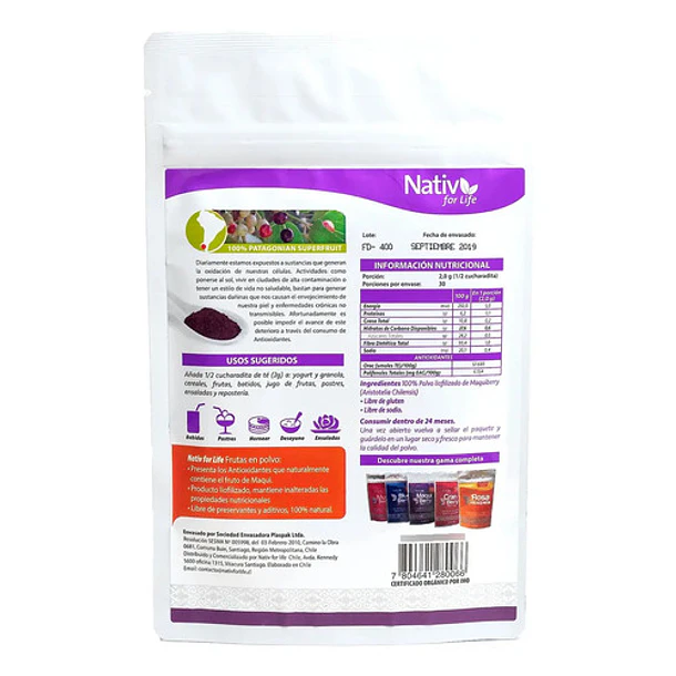 Nativ For Life - Maqui Berry En Polvo 60g Propio De La Fruta 2