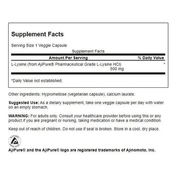 Swanson - L-lisina 100% Pura 90 Caps Grado Farmaceutico N/a 2