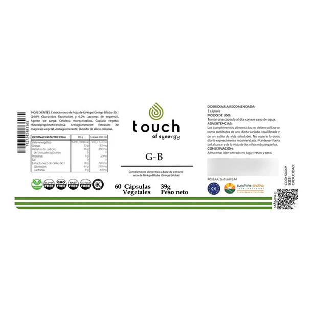 Touch Of Synergy - Ginkgo Biloba 6000mg. (60 Cápsulas)   N/a 2