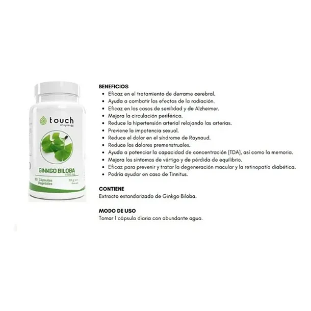 Touch Of Synergy - Ginkgo Biloba 6000mg. (60 Cápsulas)   N/a 3