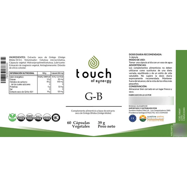 Touch Of Synergy - Ginkgo Biloba 6000mg. (60 Cápsulas)   N/a 8