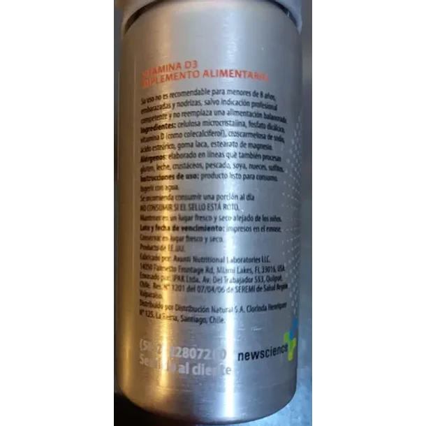 Newscience - Vitamin Up Vitamina D3 800 Ui Sin Sabor 3