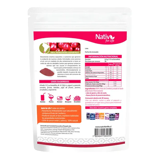 Nativ For Life - Cranberry En Polvo 60g Berry 2