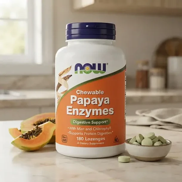 Now Foods- Enzimas Papaya 180 Cápsulas Menta 2