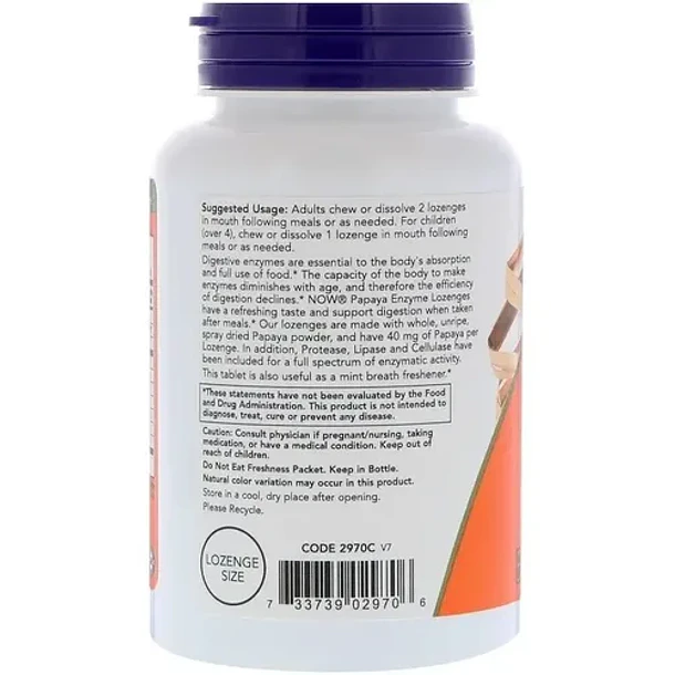 Now Foods- Enzimas Papaya 180 Cápsulas Menta 4