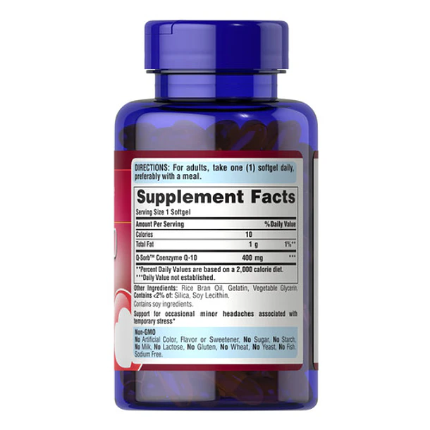 Puritans Pride  Coenzyma Coq10 400mg 60 Caps Ninguno 2