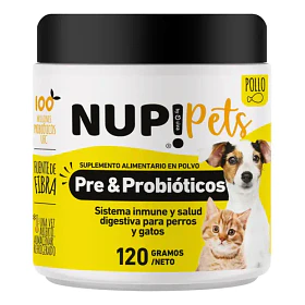 Suplemento En Polvo Nup! Pre Y Probióticos Perros Gatos 120g Sabor Pollo