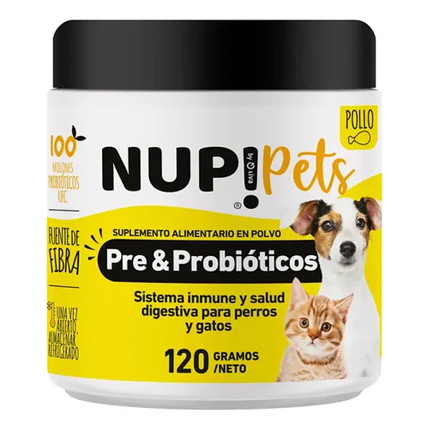 Suplemento En Polvo Nup! Pre Y Probióticos Perros Gatos 120g Sabor Pollo 1