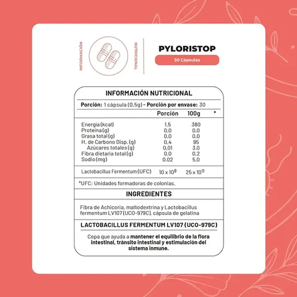 Karun Life- Probiótico Pylori Stop 30 Cápsulas Sin Sabor 3