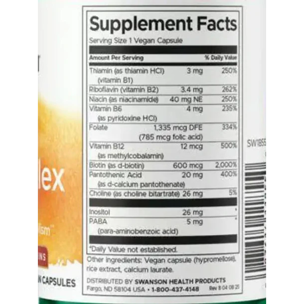 Swanson - Daily B Complex 100 Capsulas Veganas N/a 2