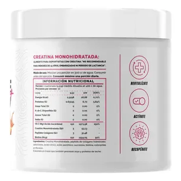 4active- Creatina Beauty Colageno Vitamina Durazno 86g Blue Berry Vibes 4
