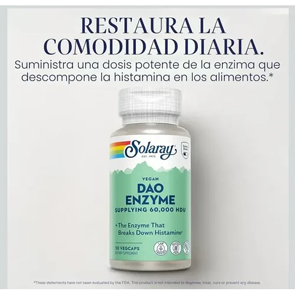 Solaray- Dao Enzime Vegan Suppling 60.000 Hdu 30 Capsulas Sin Sabor 4