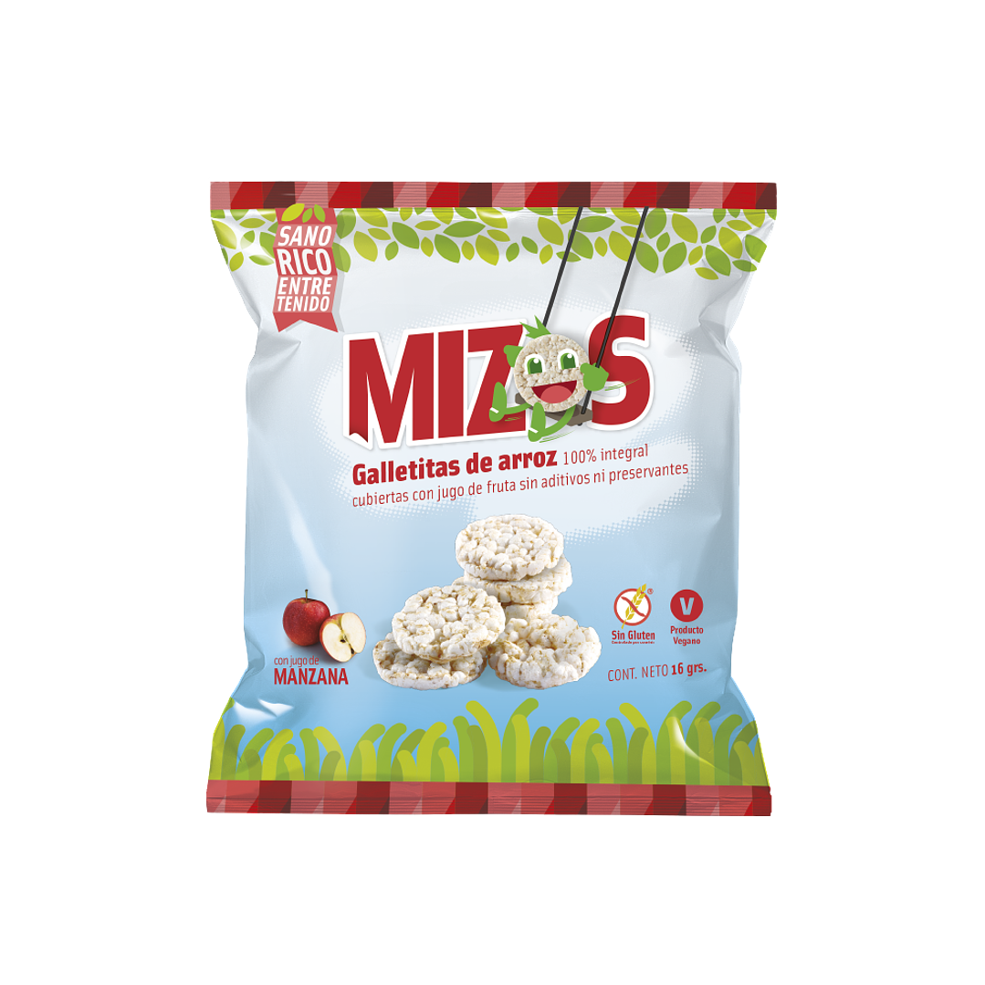 Mizos - Galleta de Arroz - Sabor Manzana Individual 16 g 1