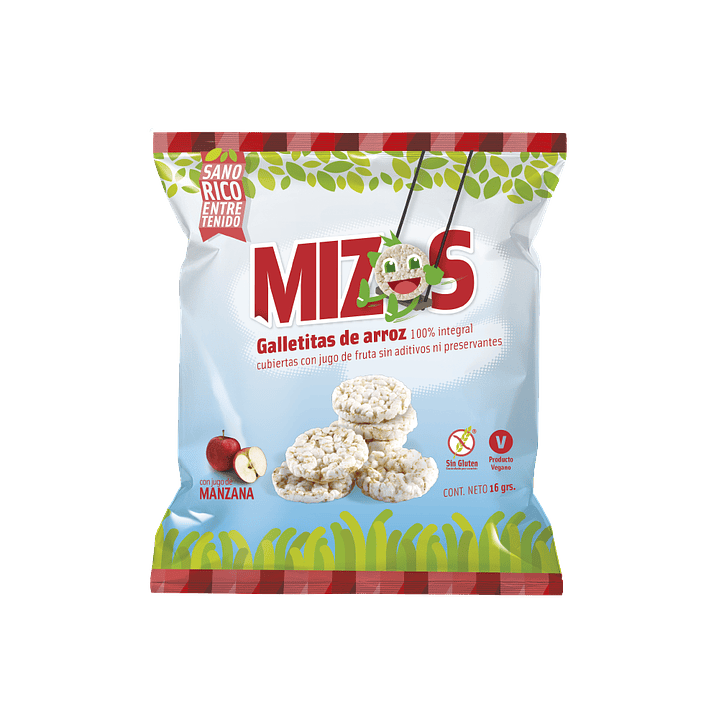 Mizos - Galleta de Arroz - Sabor Manzana Individual 16 g 1