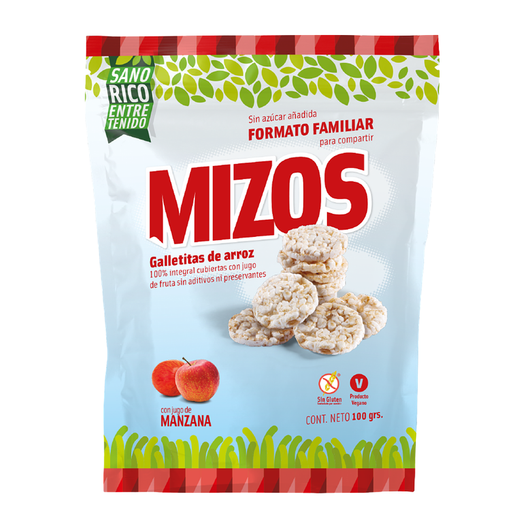 Mizos - Galleta de Arroz - Sabor Manzana Familiar 100 g 1