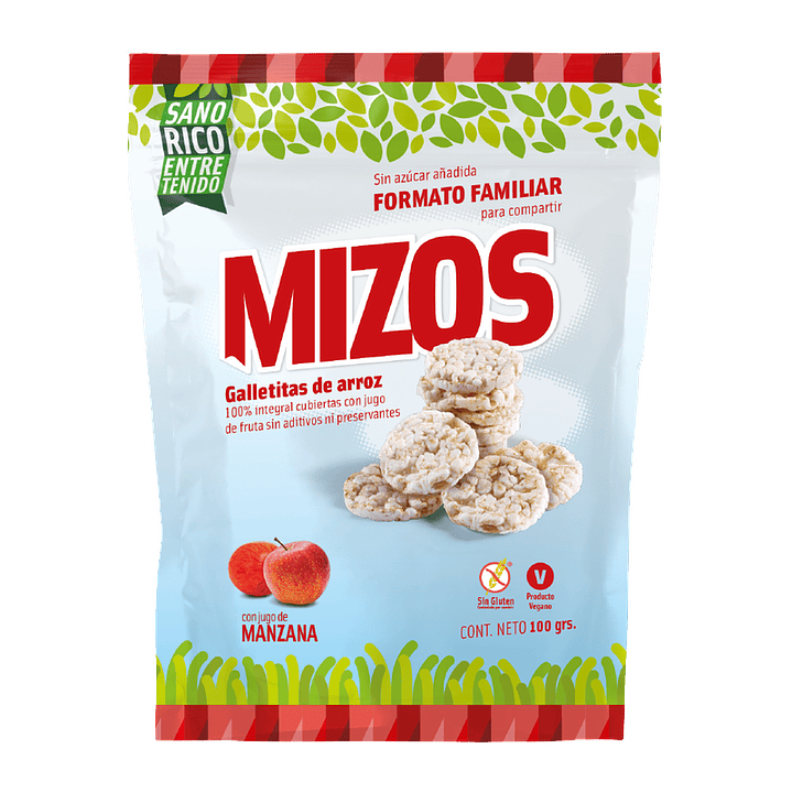 Mizos - Galleta de Arroz - Sabor Manzana Familiar 100 g 1