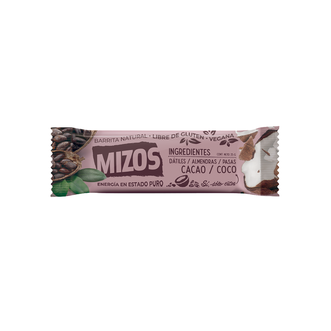 Mizos - Barrita Natural - Sabor Cacao Coco 35 g 1