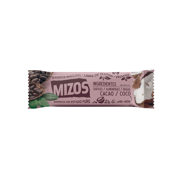 Mizos - Barrita Natural - Sabor Cacao Coco 35 g 1