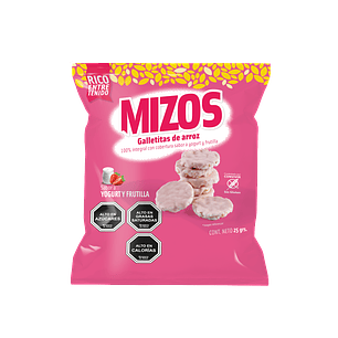 Mizos - Galleta de Arroz - Sabor Yogurt Frutilla Individual 20 g