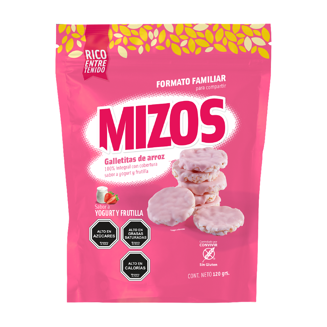 Mizos - Galleta de Arroz - Sabor Yogurt Frutilla Familiar 100 g 1