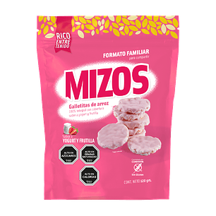 Mizos - Galleta de Arroz - Sabor Yogurt Frutilla Familiar 100 g