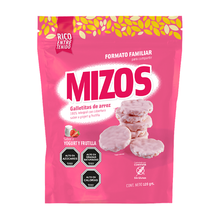 Mizos - Galleta de Arroz - Sabor Yogurt Frutilla Familiar 100 g 1