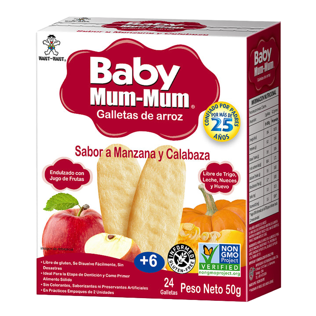 Baby Mum-Mum - Galleta de Arroz - Sabor Manzana y Calabaza  1