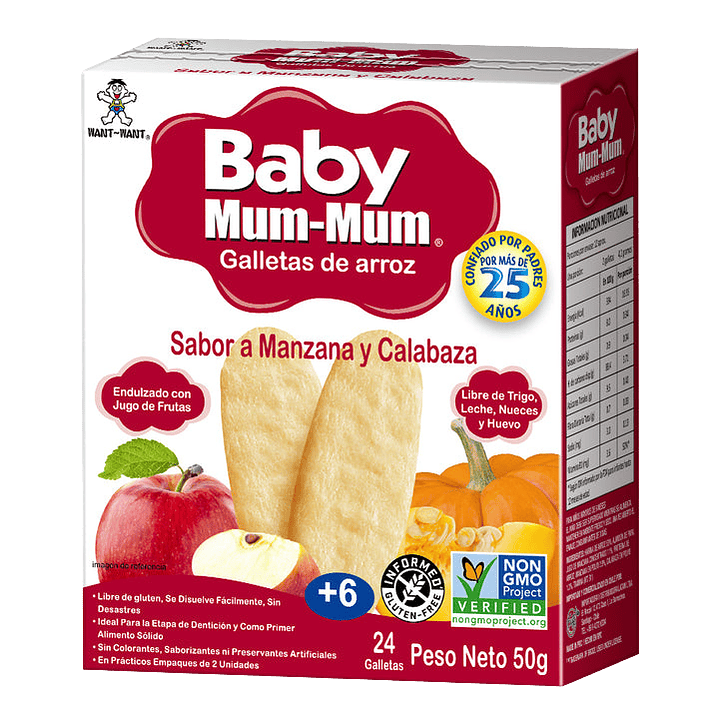 Baby Mum-Mum - Galleta de Arroz - Sabor Manzana y Calabaza  1