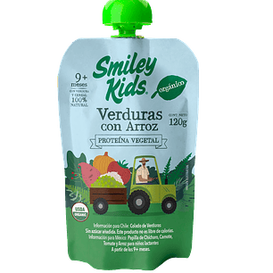 Smiley Kids - Puré sabor Verduras Organicas con Arroz 120 g
