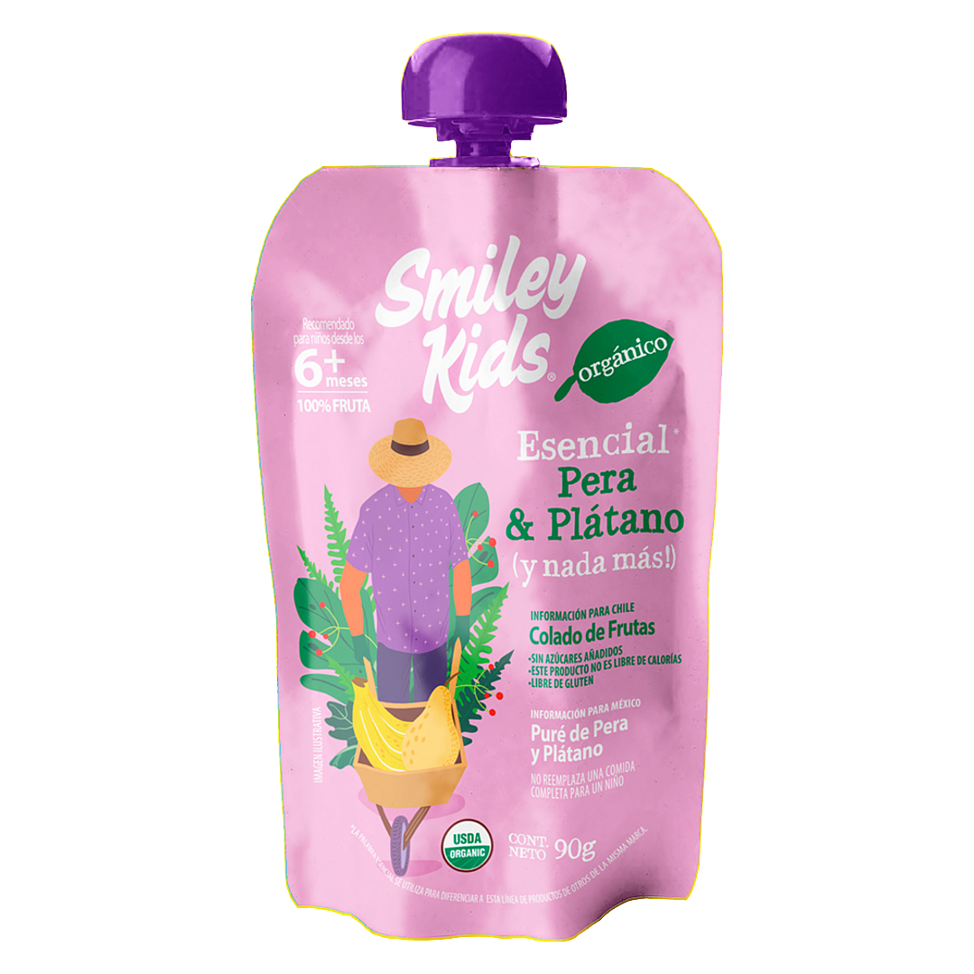 Smiley Kids - Puré Organico sabor Pera Plátano 1