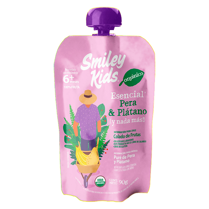Smiley Kids - Puré Organico sabor Pera Plátano 1