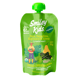 Smiley Kids - Puré Organico sabor Pera Zapallito Espinaca 