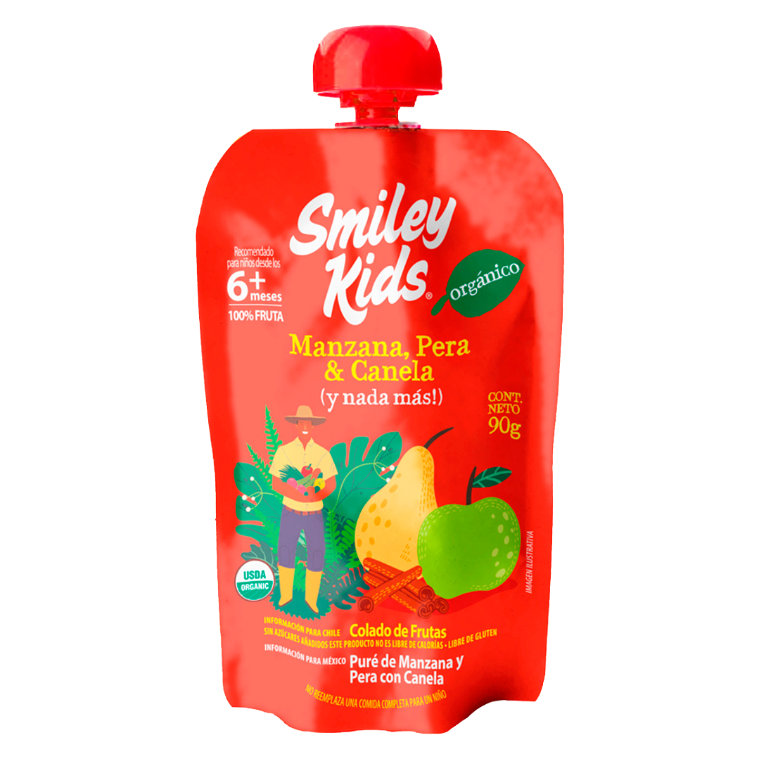 Smiley Kids - Puré Organico sabor Manzana Pera Canela 1