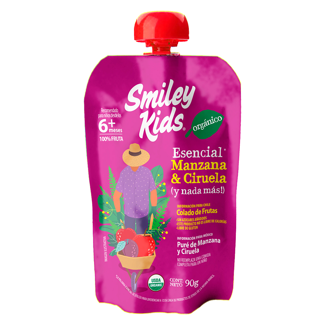 Smiley Kids - Puré Organico sabor Manzana Ciruela 1
