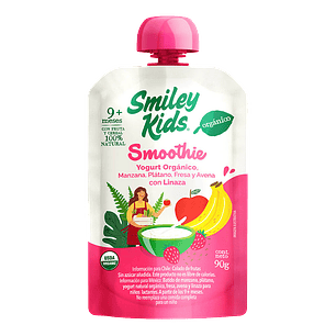 Smiley Kids - Smoothie Orgánico Manzana Plátano Fresa Avena Linaza